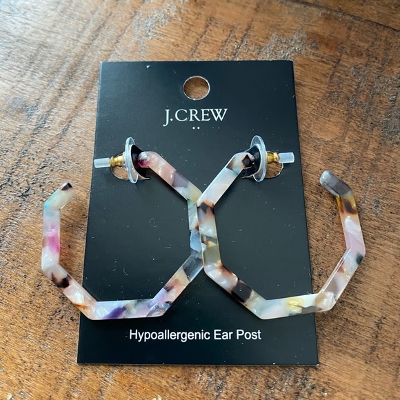 J. Crew Tortoise multi color hexagon earrings. - Picture 2 of 8